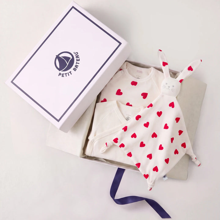 Petit Bateau Unisex New Born Heart Print Cotton Gift Set 3-Pack