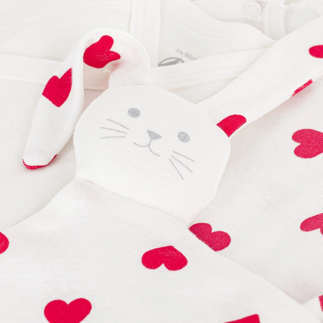 Petit Bateau Unisex New Born Heart Print Cotton Gift Set 3-Pack
