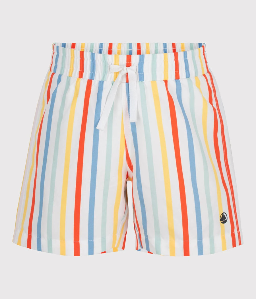 Petit Bateau Boys’ Striped Swim Shorts - Marshmallow