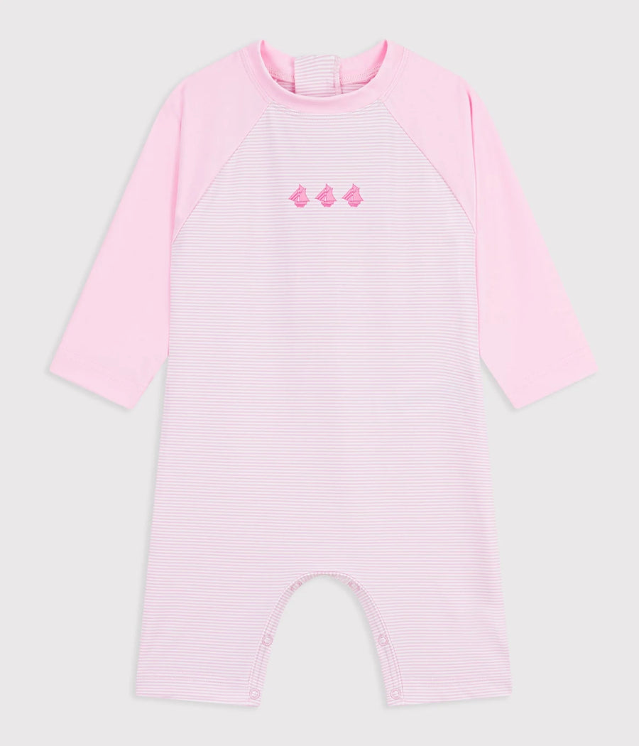 Petit Bateau Striped UV-Protection Swimsuit For Girls
