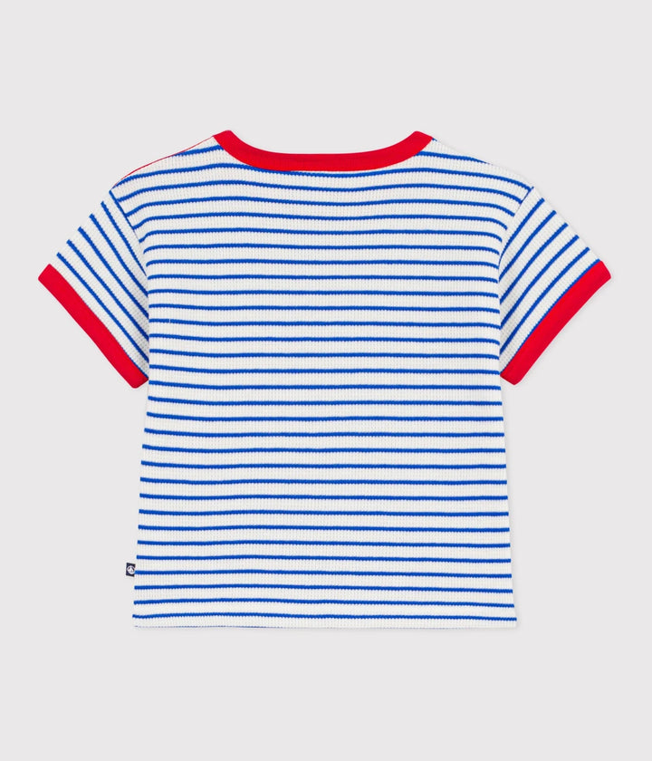Petit Bateau Cotton Short Sleeve Stripy T-Shirt For Boys