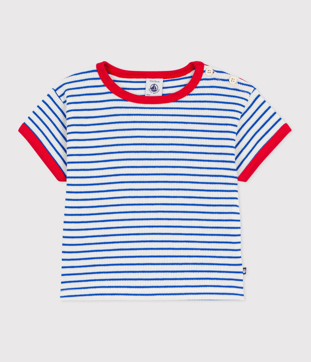 Petit Bateau Cotton Short Sleeve Stripy T-Shirt For Boys