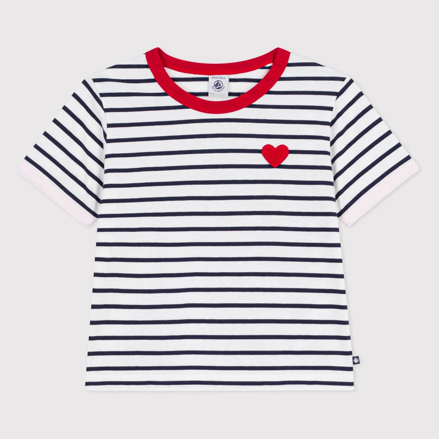 Petit Bateau Girls Cotton Stripped Short-Sleeve Tee