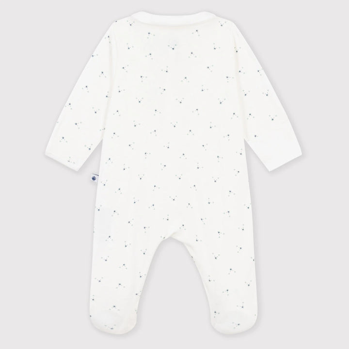 Petit Bateau Unisex Organic Cotton Ribbed Sleepsuit with Floral Print