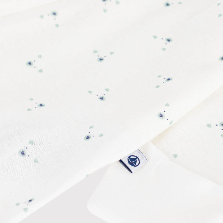 Petit Bateau Unisex Organic Cotton Ribbed Sleepsuit with Floral Print