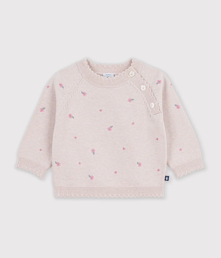 Petit Bateau  Wool & Cotton Knitted Envelope Jumper For Girls
