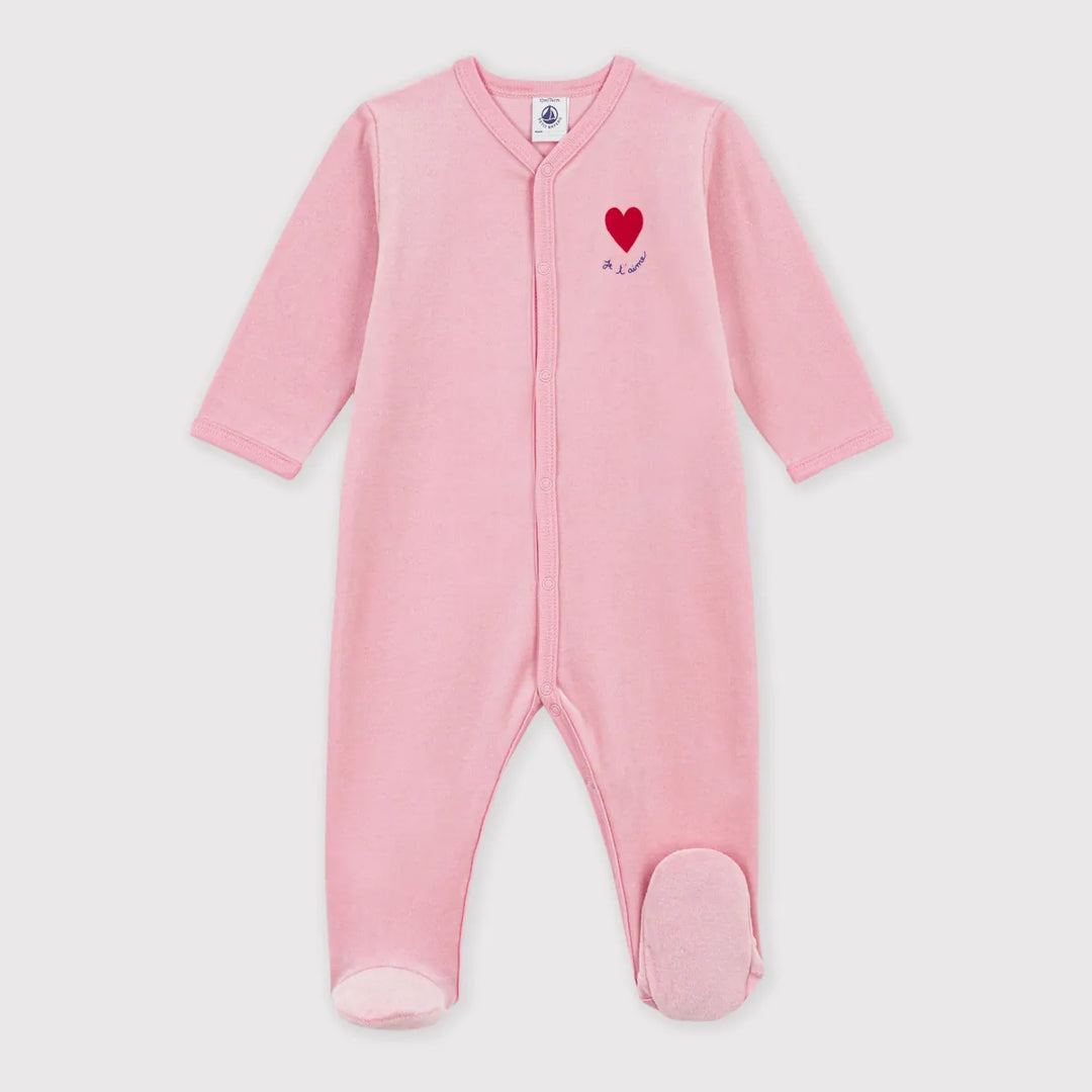 Petit Bateau Baby Girls’ Cotton Velour Sleepsuit