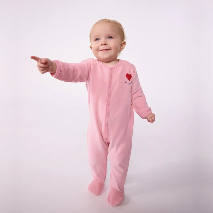 Petit Bateau Baby Girls’ Cotton Velour Sleepsuit