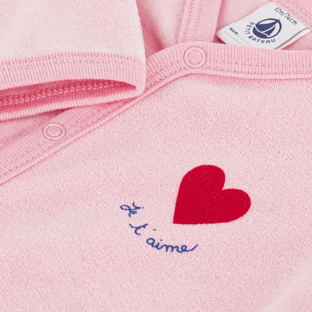 Petit Bateau Baby Girls’ Cotton Velour Sleepsuit