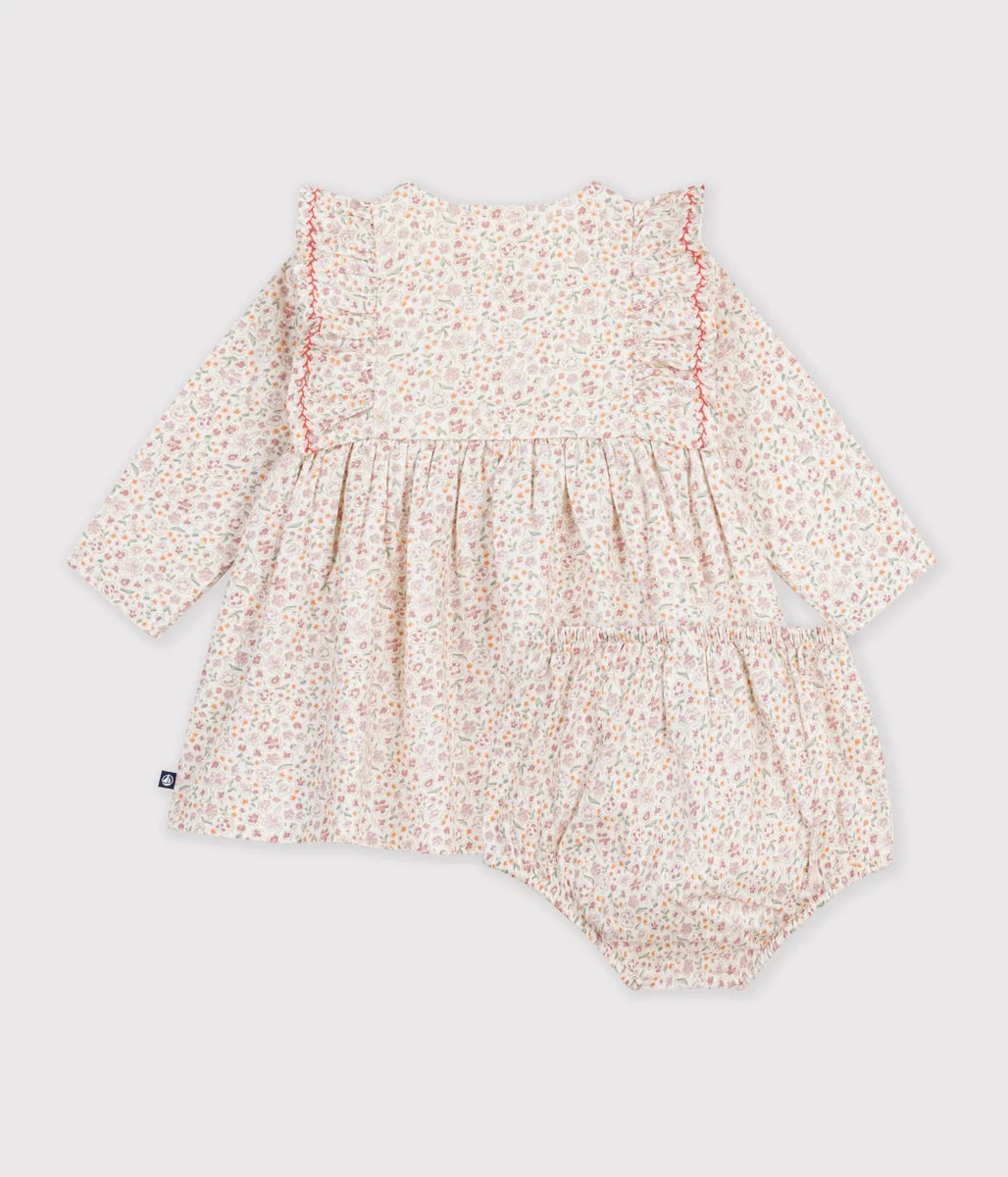 Petit Bateau Baby Girls’ Printed Dress with Matching Bloomer