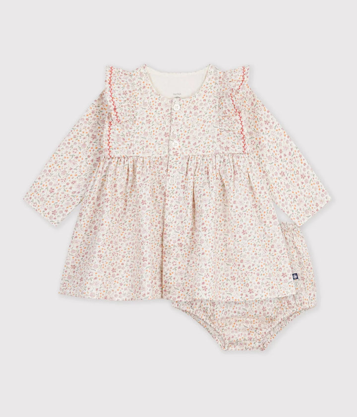 Petit Bateau Baby Girls’ Printed Dress with Matching Bloomer
