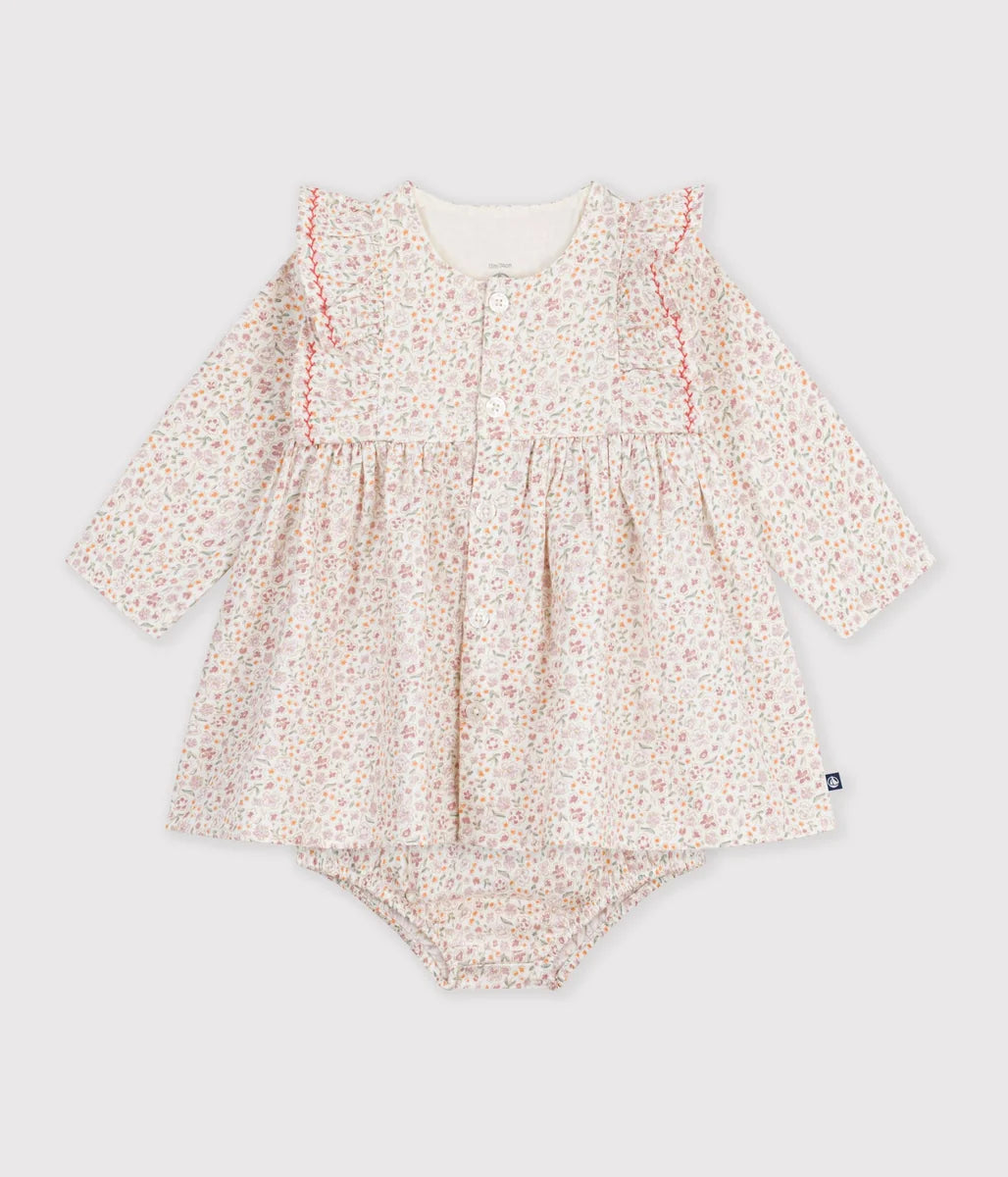 Petit Bateau Baby Girls’ Printed Dress with Matching Bloomer