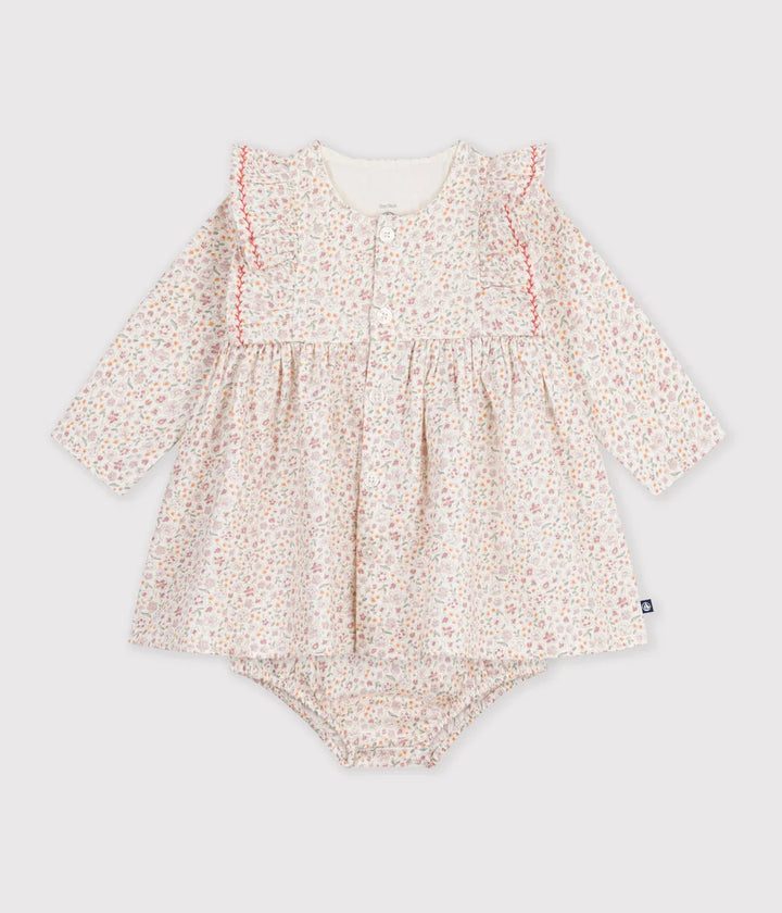 Petit Bateau Baby Girls’ Printed Dress with Matching Bloomer