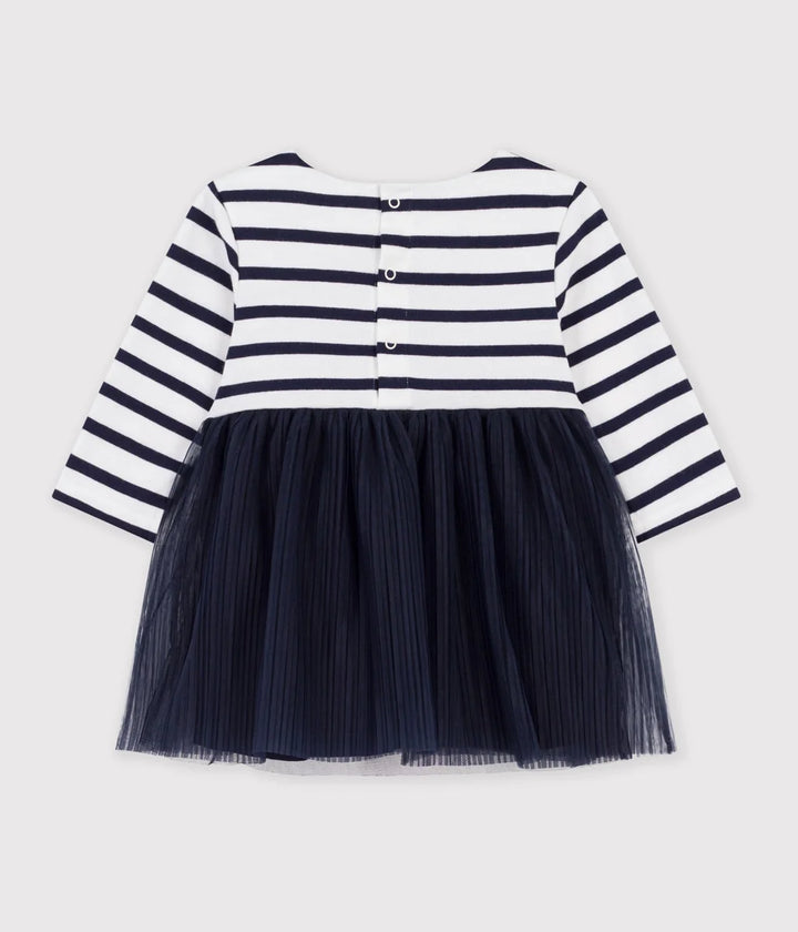 Petit Bateau Baby Girls’ Striped Dress with Tulle Skirt