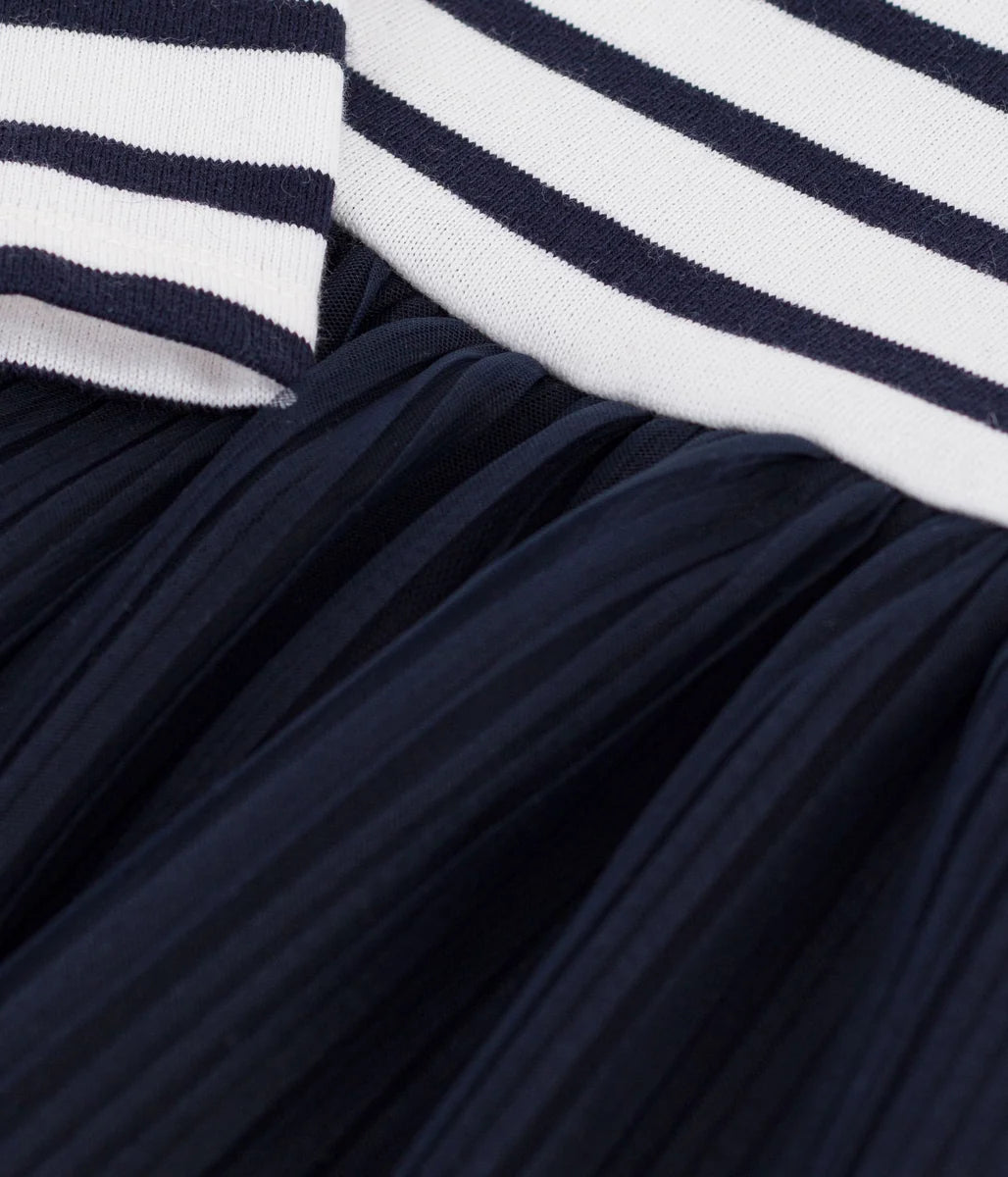 Petit Bateau Baby Girls’ Striped Dress with Tulle Skirt