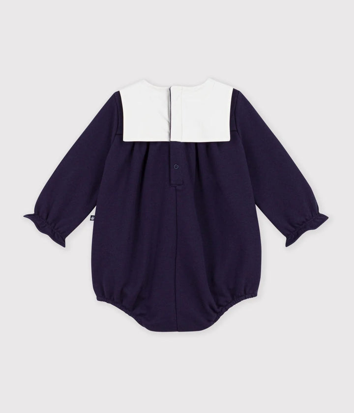 Petit Bateau Baby Girls’ Cotton Romper with Sailor Collar