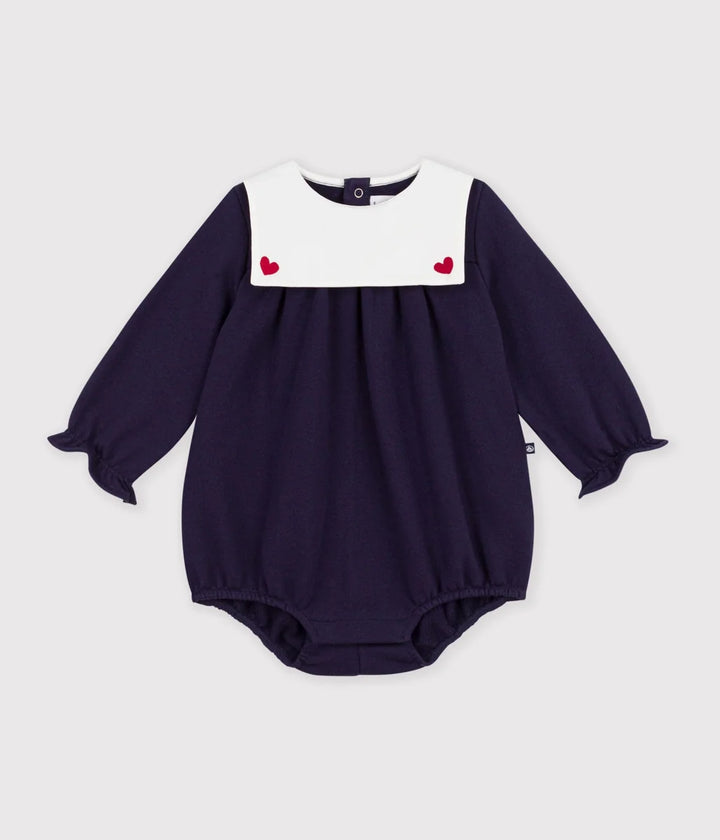 Petit Bateau Baby Girls’ Cotton Romper with Sailor Collar