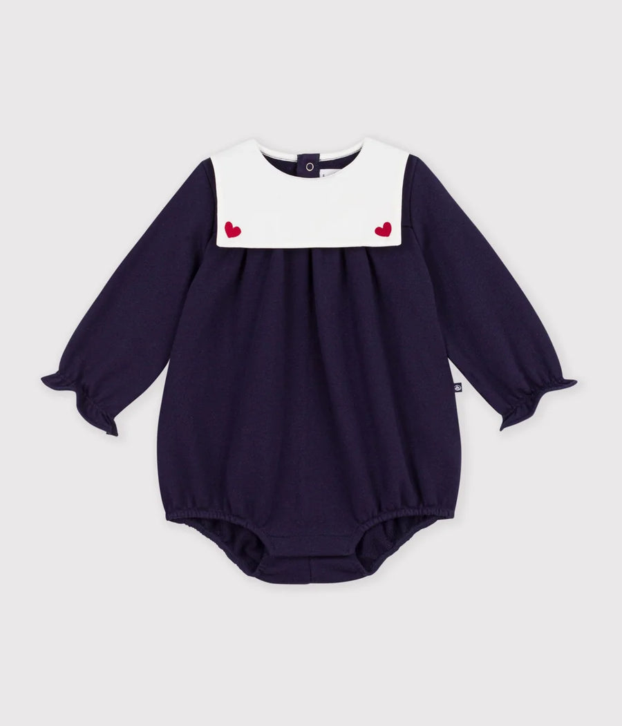 Petit Bateau Baby Girls’ Cotton Romper with Sailor Collar
