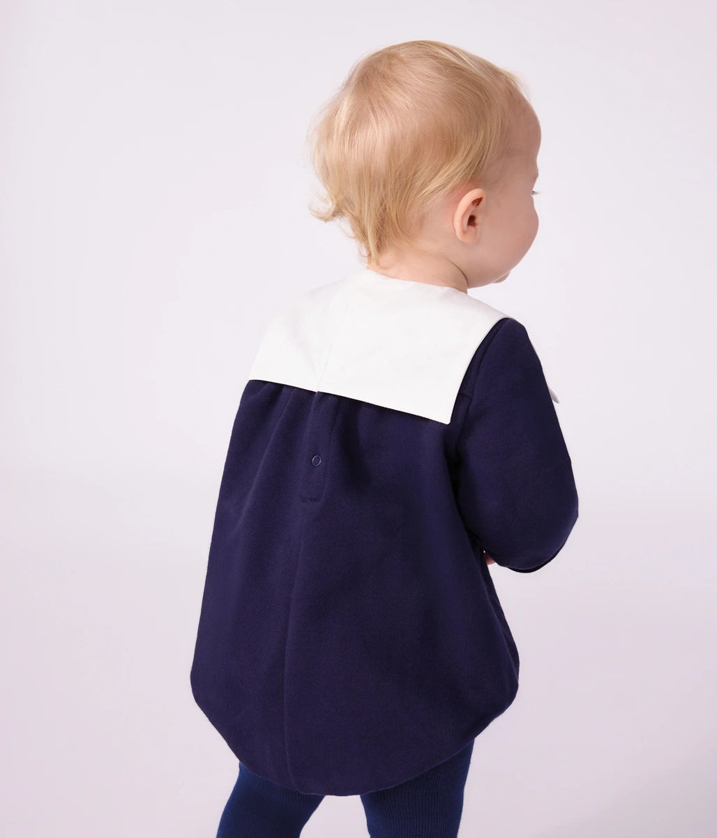 Petit Bateau Baby Girls’ Cotton Romper with Sailor Collar