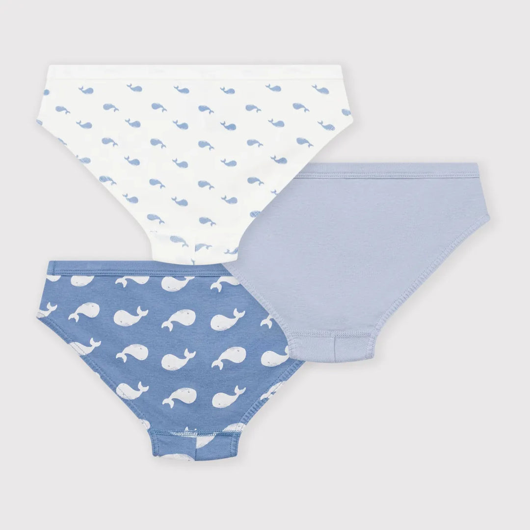 Petit Bateau Boys’ Pack of 3 Cotton Whale-Print Briefs
