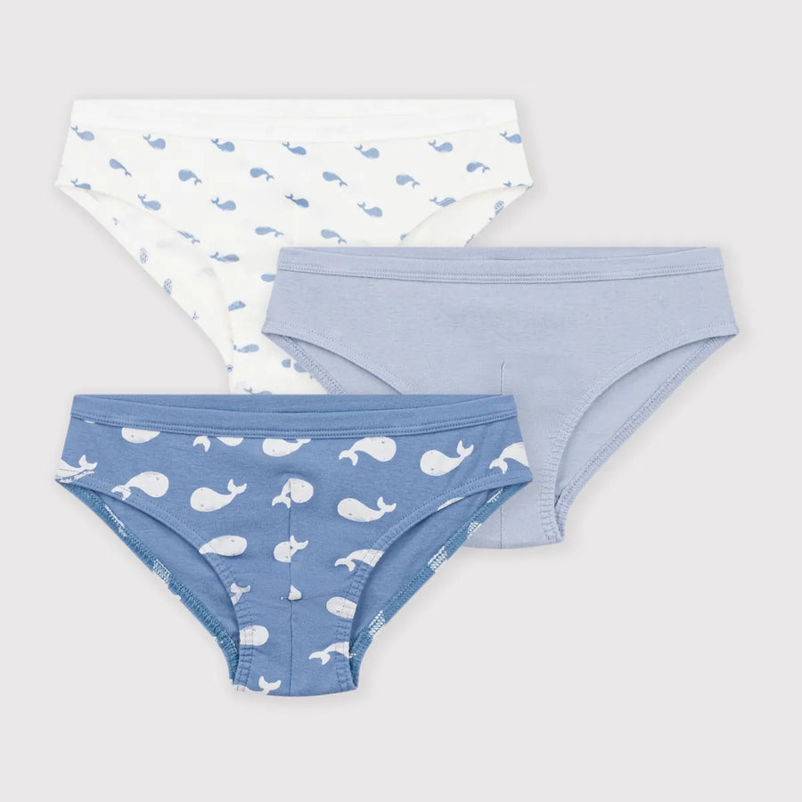 Petit Bateau Boys’ Pack of 3 Cotton Whale-Print Briefs