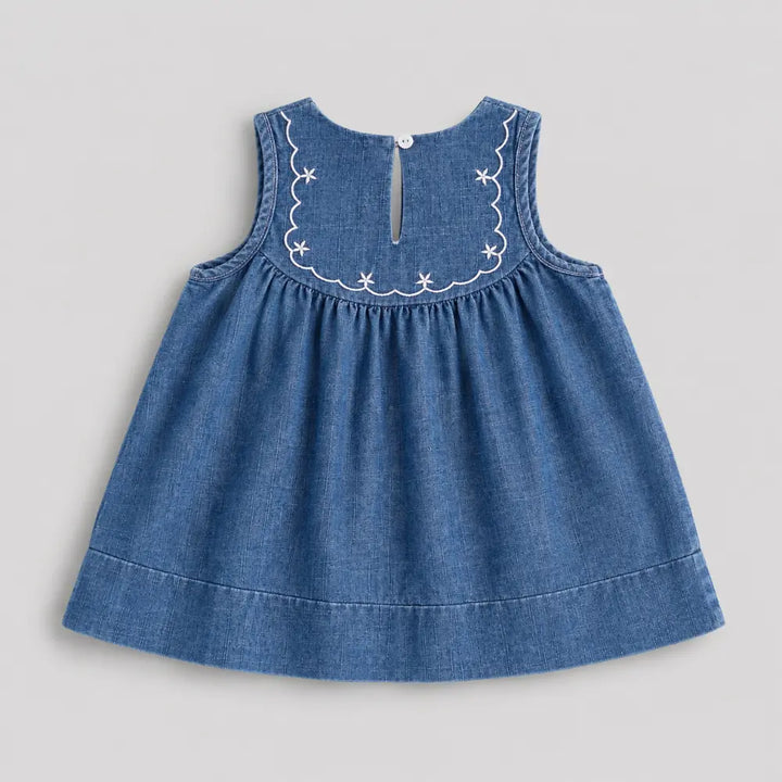 Pattuti Indigo Bloom Sustainable Denim Dress For Girls