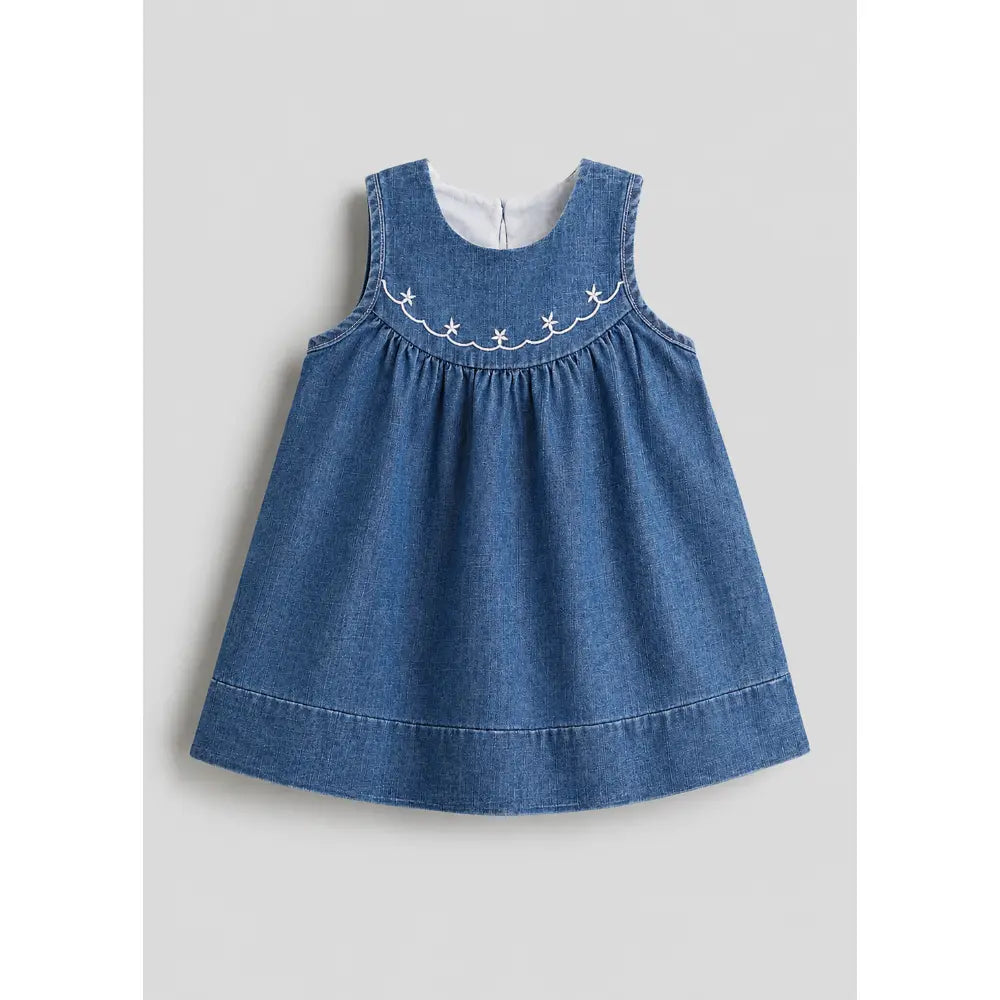 Pattuti Indigo Bloom Sustainable Denim Dress For Girls