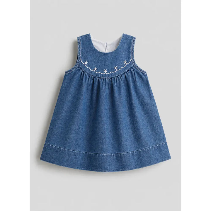 Pattuti Indigo Bloom Sustainable Denim Dress For Girls