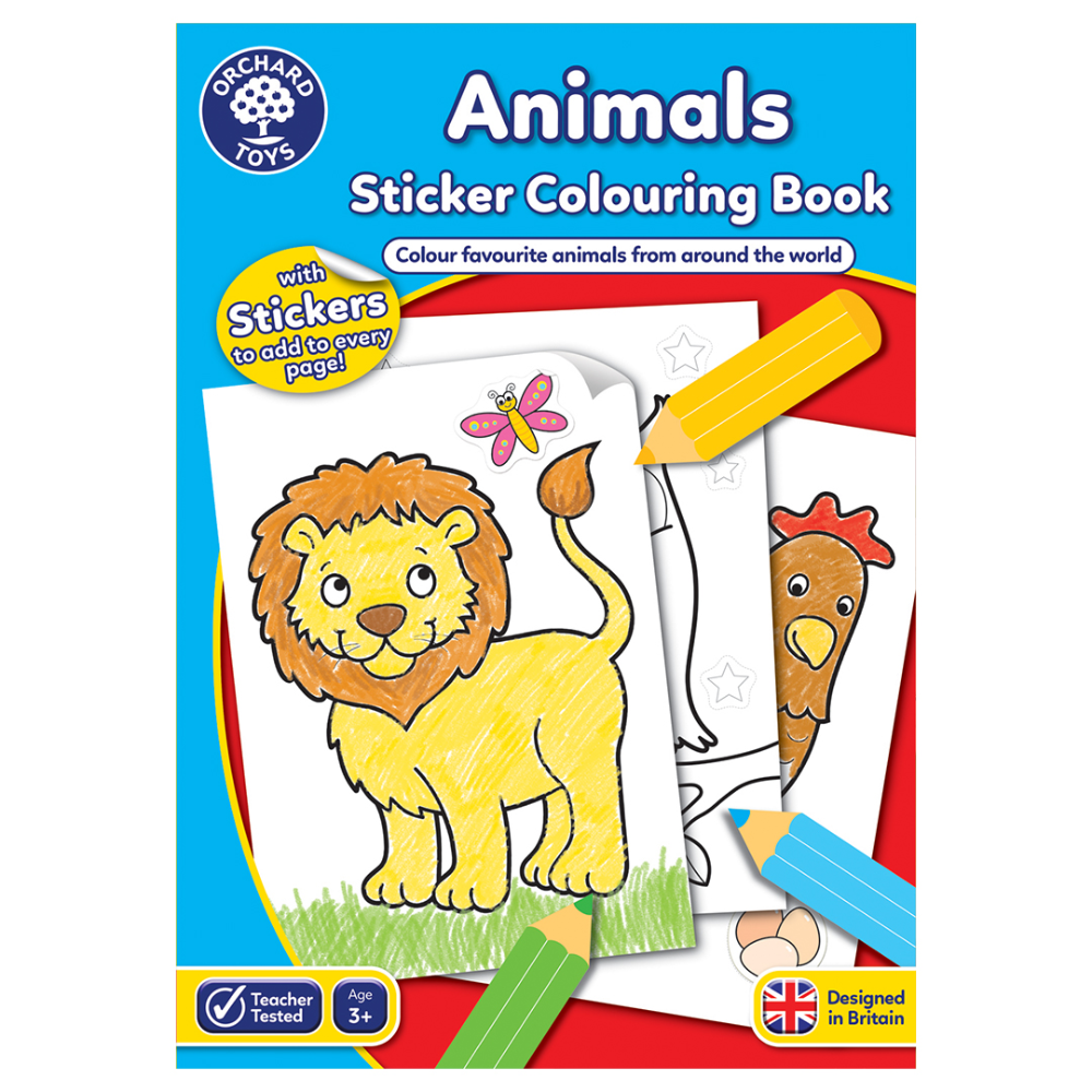 Orchard Toys Animals Sticker Colouring Book