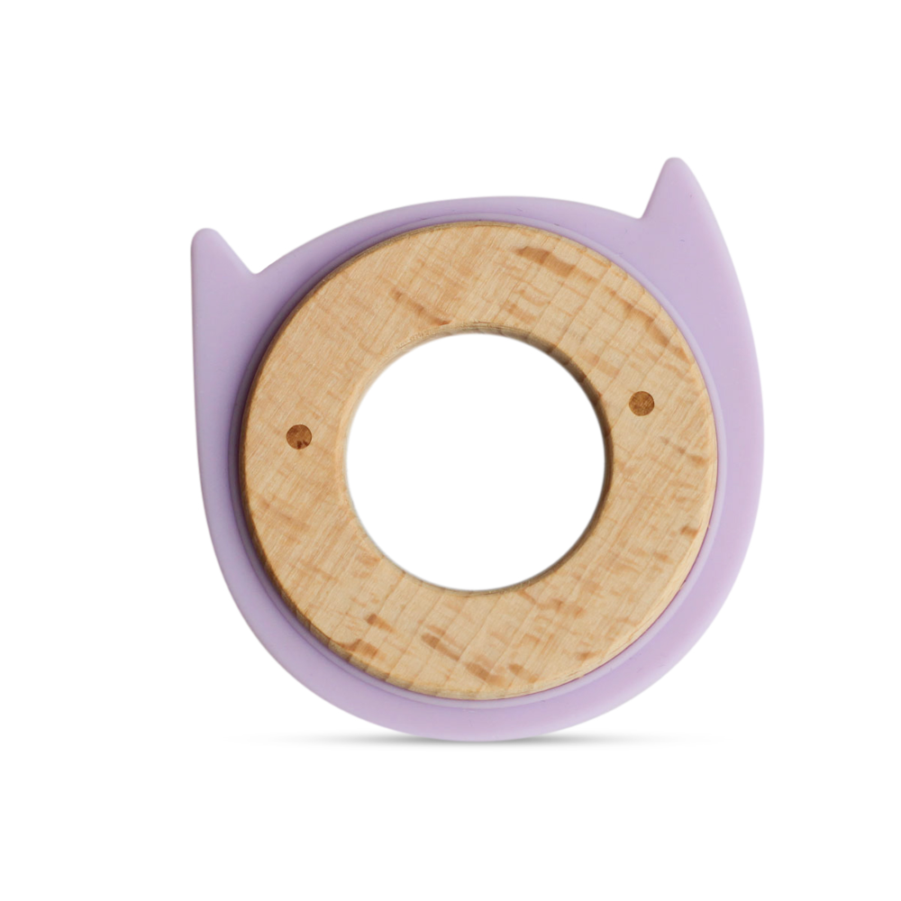 Little Rawr Wood + Silicone Disc Teether- Kitty