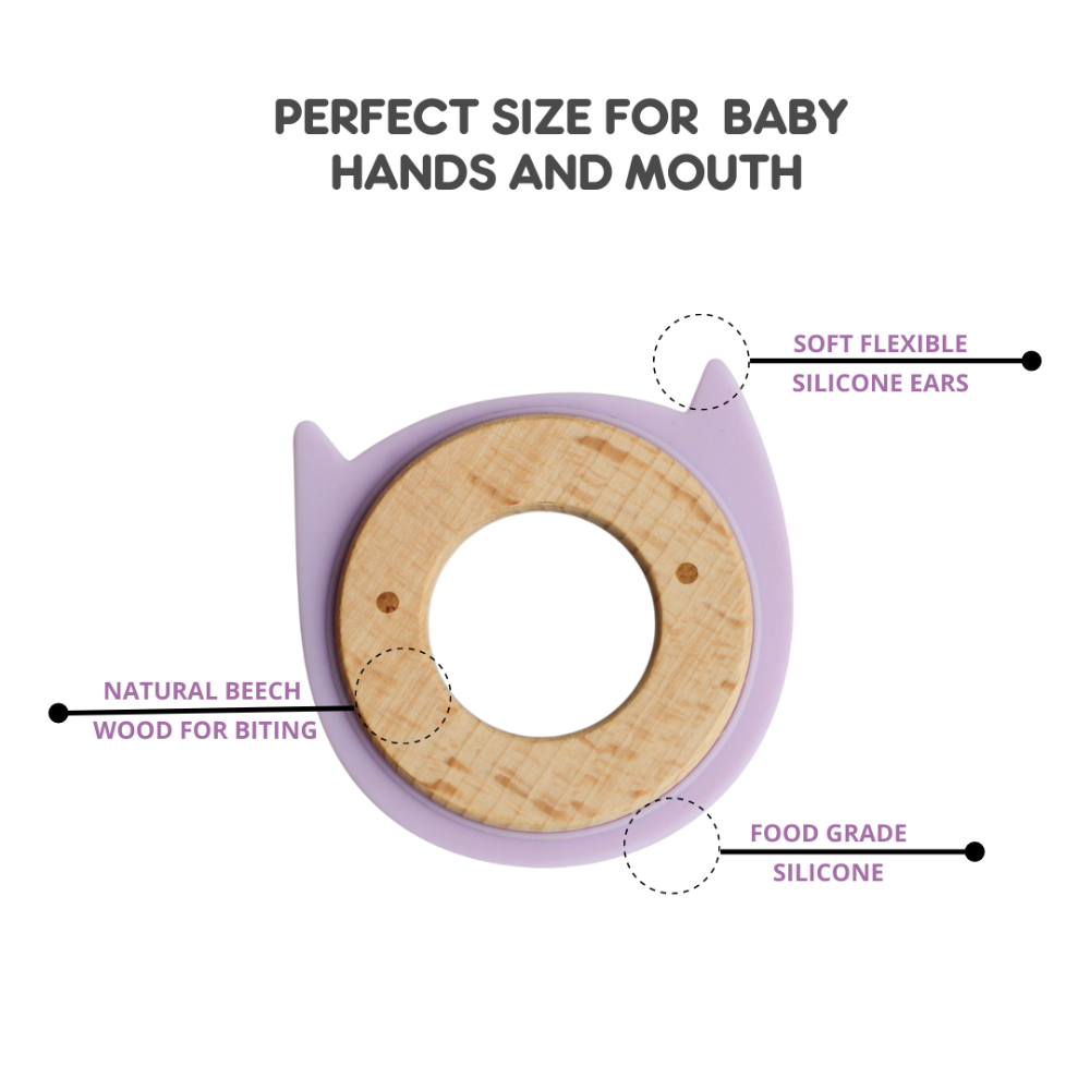 Little Rawr Wood + Silicone Disc Teether- Kitty