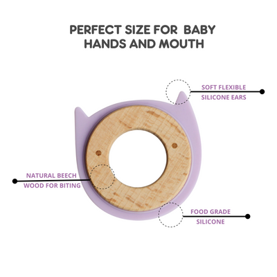 Little Rawr Wood + Silicone Disc Teether- Kitty