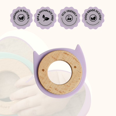 Little Rawr Wood + Silicone Disc Teether- Kitty