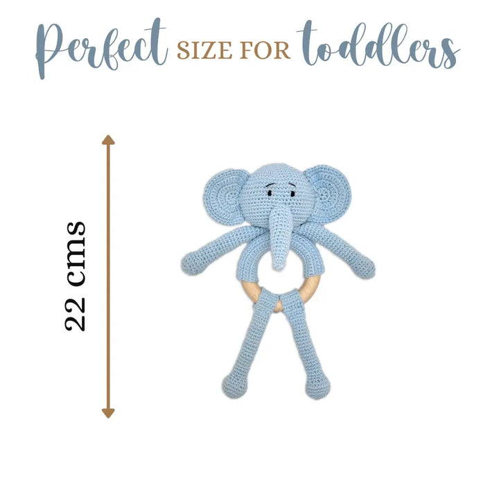 Happy Threads Tiny Trunkies Crochet Baby Rattle Toy – Handmade with Love, Crafted for Cuddles