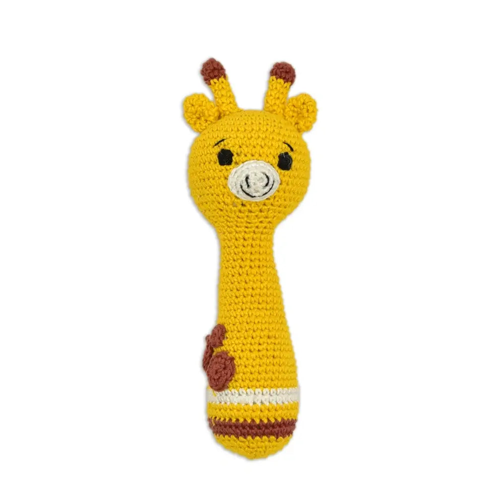 Happy Threads Giraffe Giggles Crochet Hand Rattle – Handmade Baby Toy ...