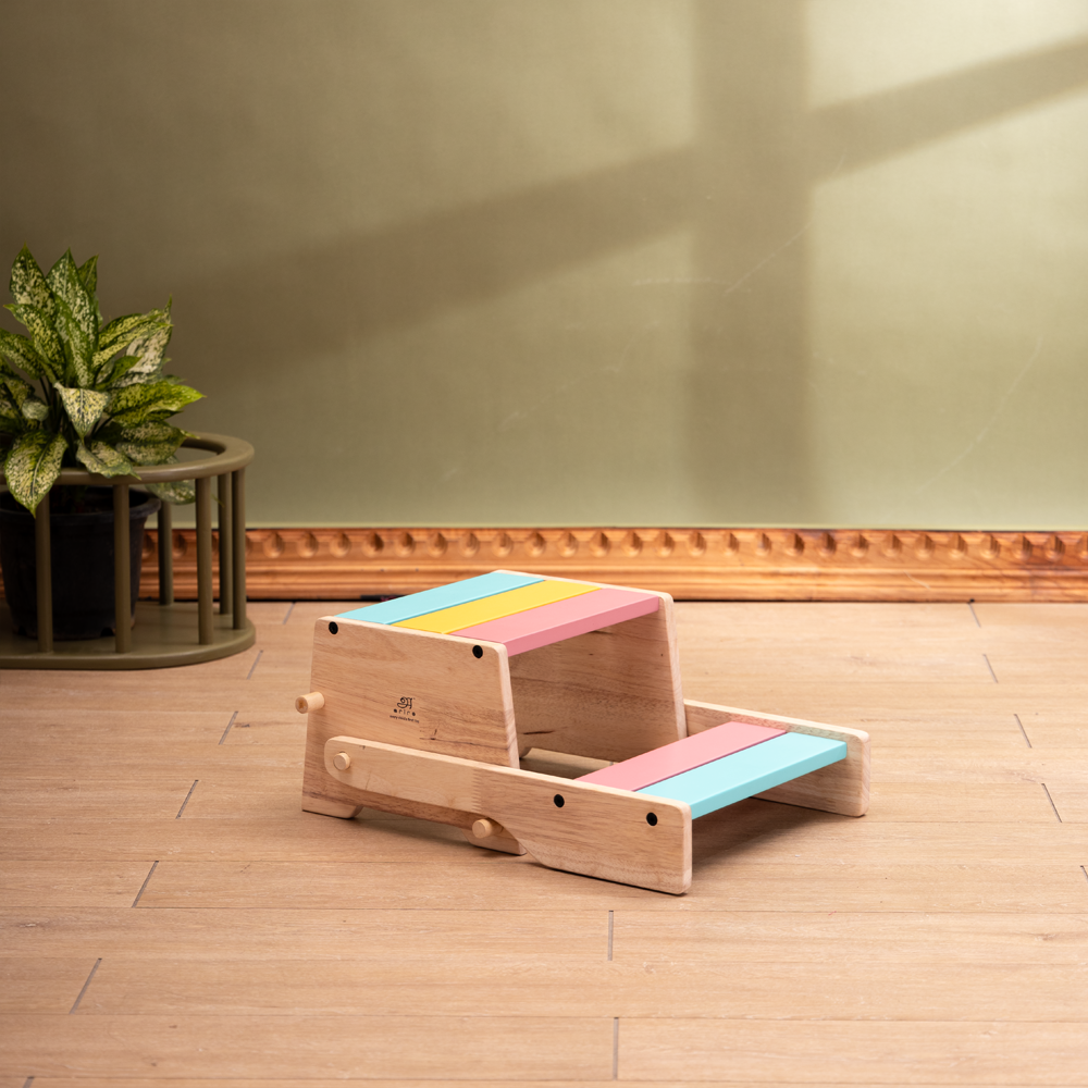 Ariro Wooden Convertible Step Stool and Chair-Candy