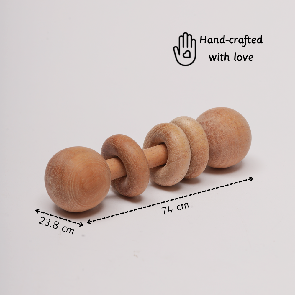 Ariro Wooden Rattle Dumbbell with Rings