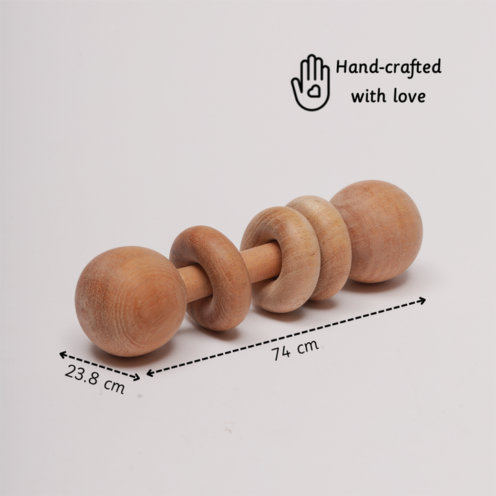 Ariro Wooden Rattle Dumbbell with Rings