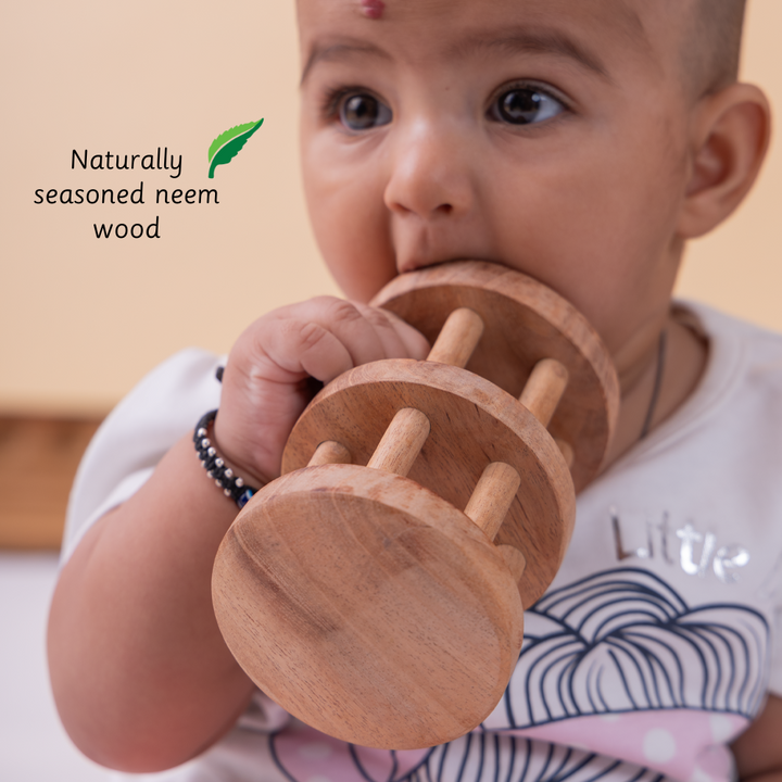 Ariro Neem Wood Rattle- Double Decker