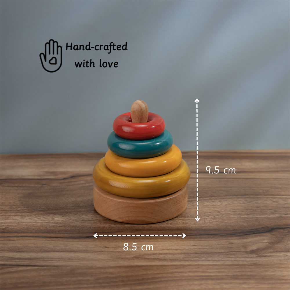 Ariro Wooden Simple Stacker, Multicoloured