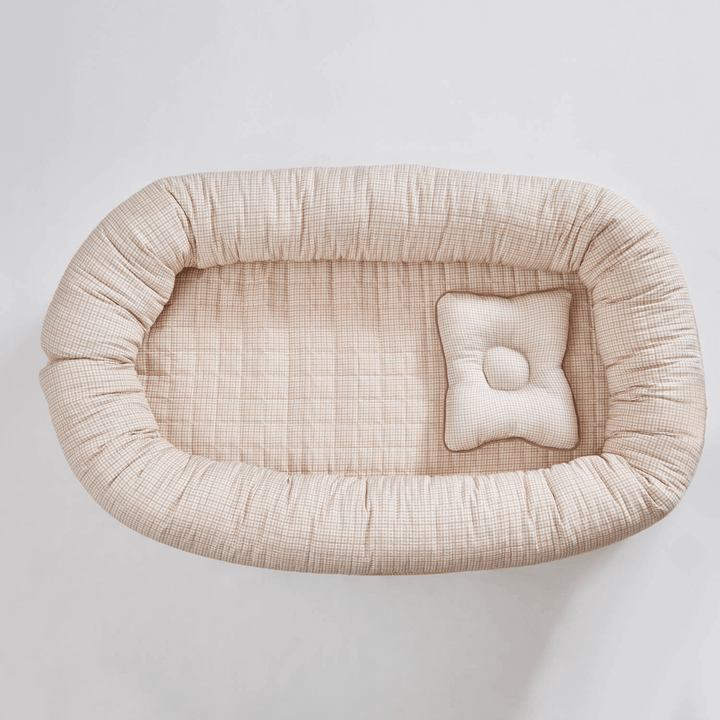 Annasimona Kids Checked Newborn Baby Nest - Brown