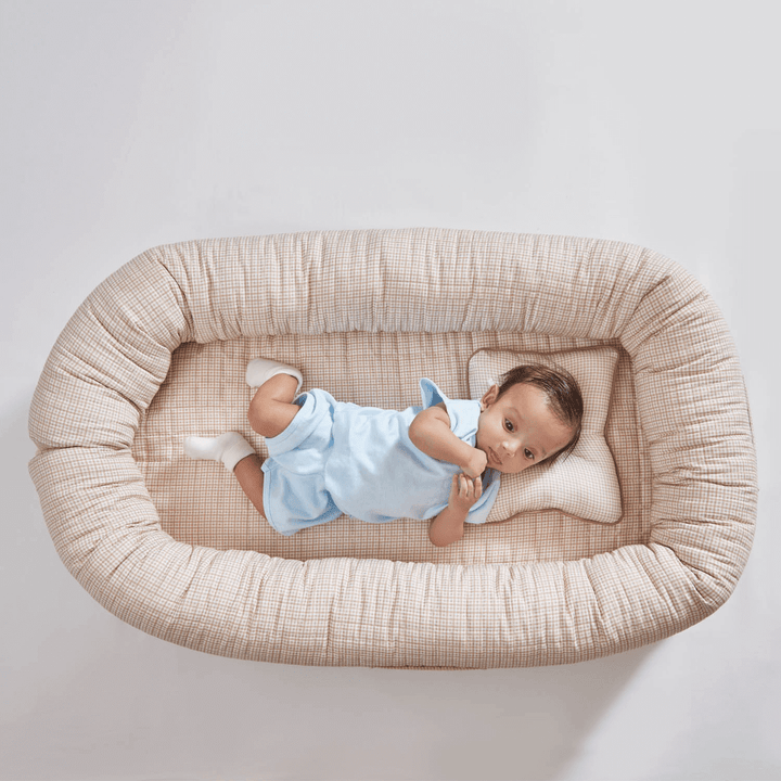 Annasimona Kids Checked Newborn Baby Nest - Brown