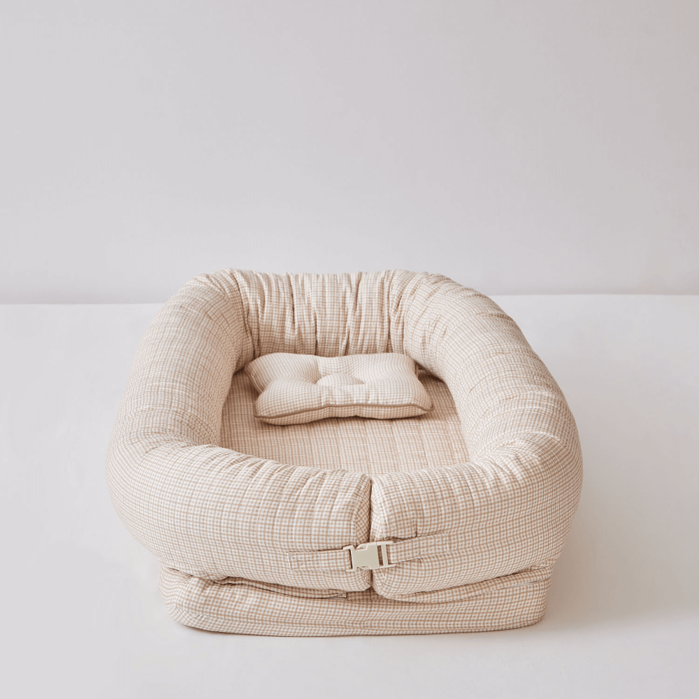 Annasimona Kids Checked Newborn Baby Nest - Brown