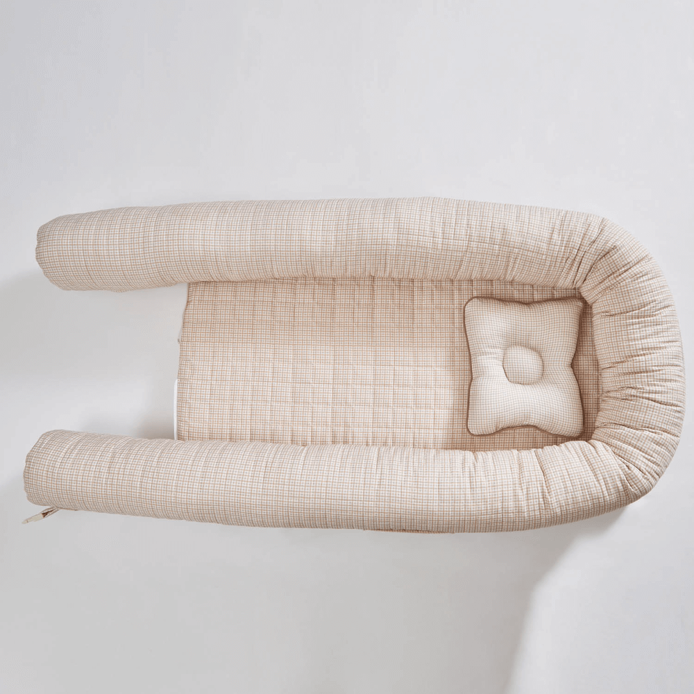 Annasimona Kids Checked Newborn Baby Nest - Brown