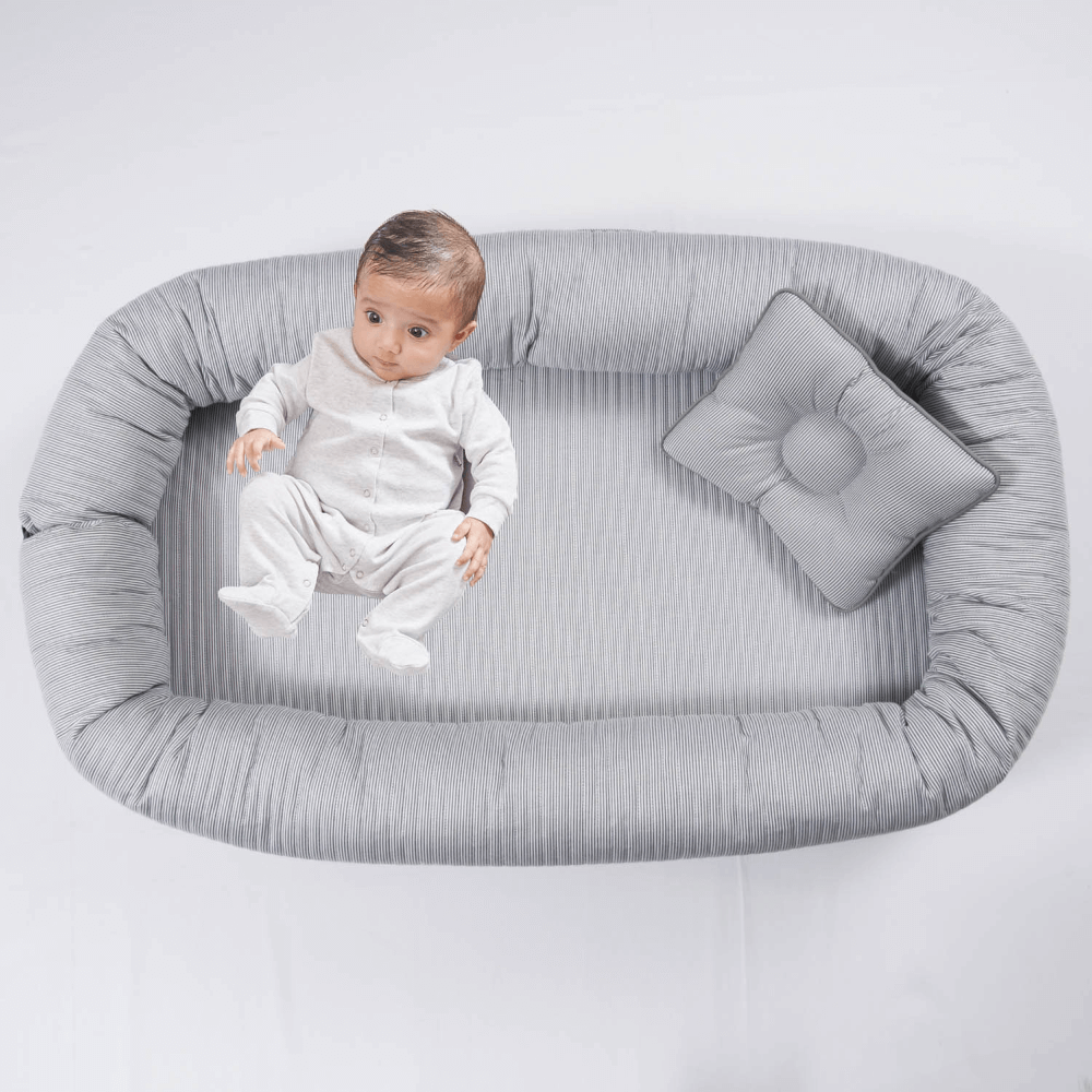 Annasimona Kids Striped Newborn Baby Nest - Grey