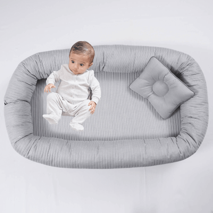 Annasimona Kids Striped Newborn Baby Nest - Grey
