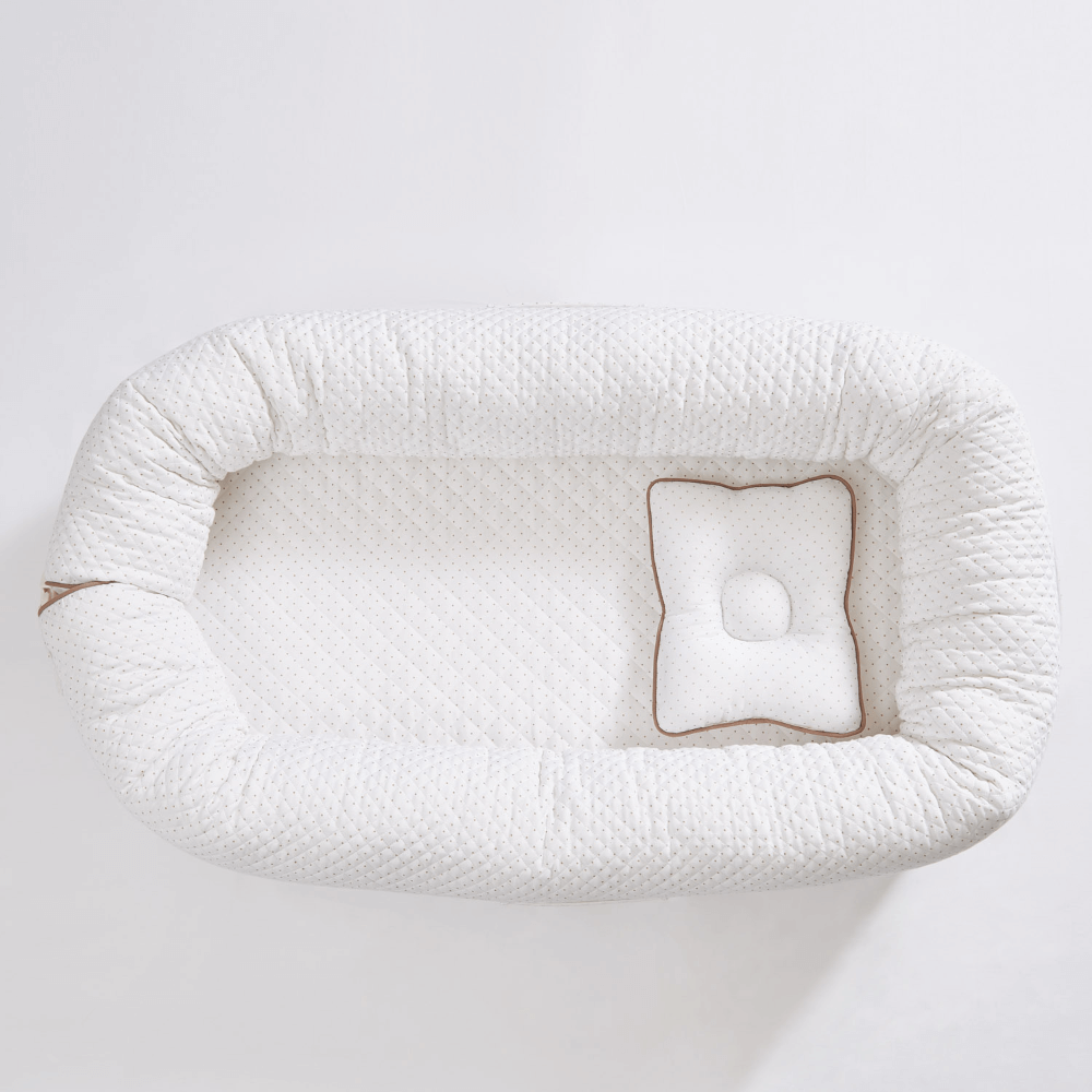 Annasimona Kids White &amp; Brown Polka Dot Newborn Baby Nest - White