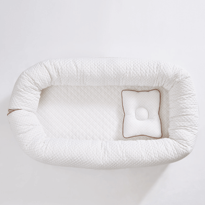 Annasimona Kids White &amp; Brown Polka Dot Newborn Baby Nest - White