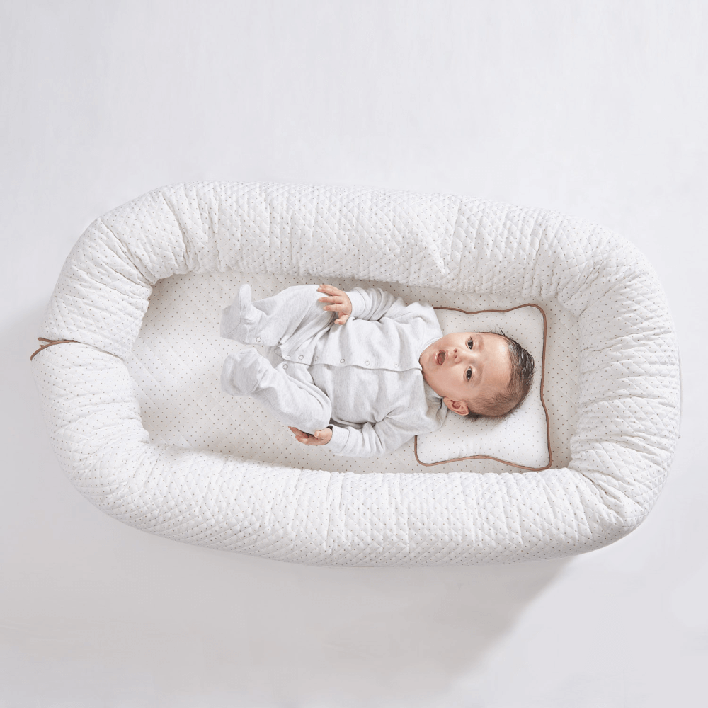 Annasimona Kids White &amp; Brown Polka Dot Newborn Baby Nest - White