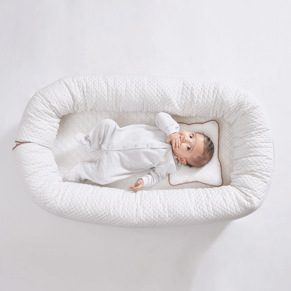 Annasimona Kids White &amp; Brown Polka Dot Newborn Baby Nest - White